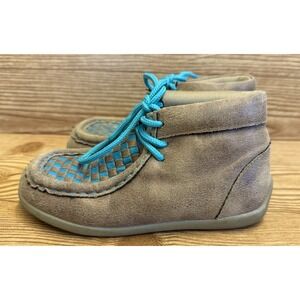 Twister Boys Handwoven Boot Casual Lace Up Shoes Size 10 Brown Teal